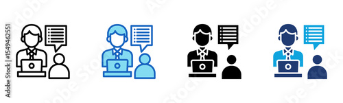 Job Interview icon Multi Style Vector Illustration