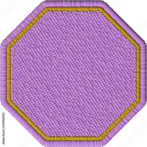 Golden Embroidered Octagon Patch – Geometric Fabric Element