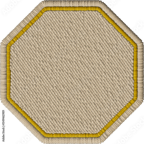 Golden Embroidered Octagon Patch – Geometric Fabric Element