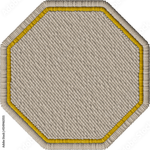 Golden Embroidered Octagon Patch – Geometric Fabric Element