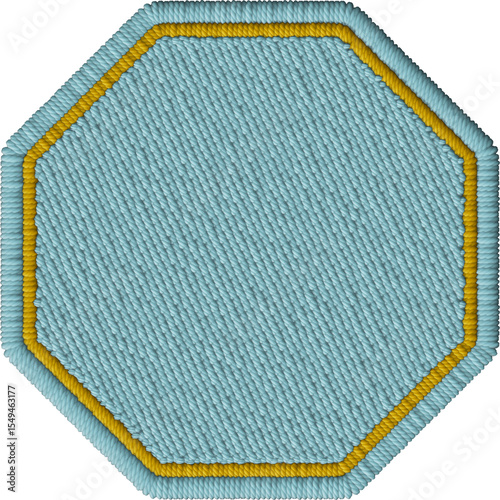 Golden Embroidered Octagon Patch – Geometric Fabric Element