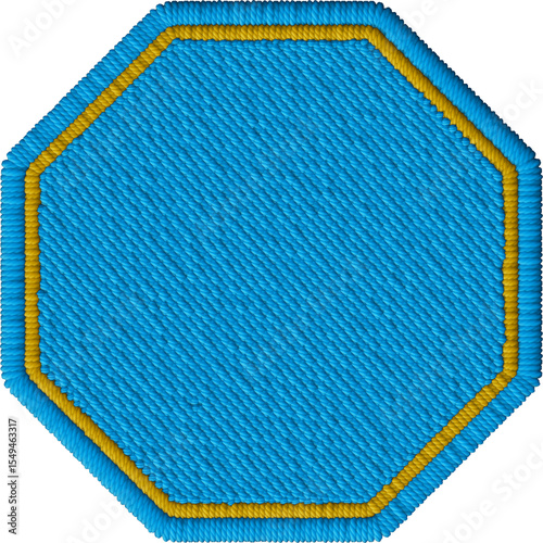 Golden Embroidered Octagon Patch – Geometric Fabric Element