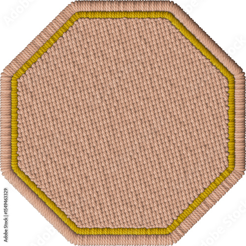 Golden Embroidered Octagon Patch – Geometric Fabric Element