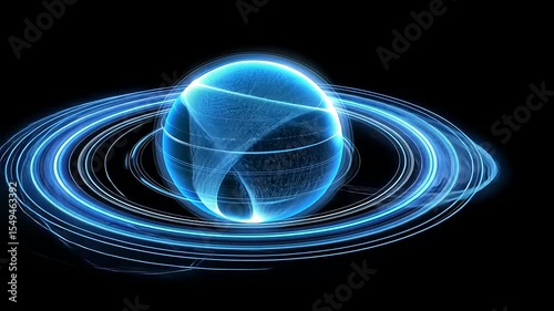Celestial Digital Planet: A Glowing Orb with Rings