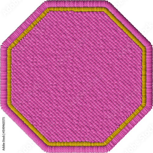 Golden Embroidered Octagon Patch – Geometric Fabric Element