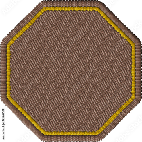 Golden Embroidered Octagon Patch – Geometric Fabric Element