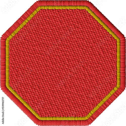 Golden Embroidered Octagon Patch – Geometric Fabric Element