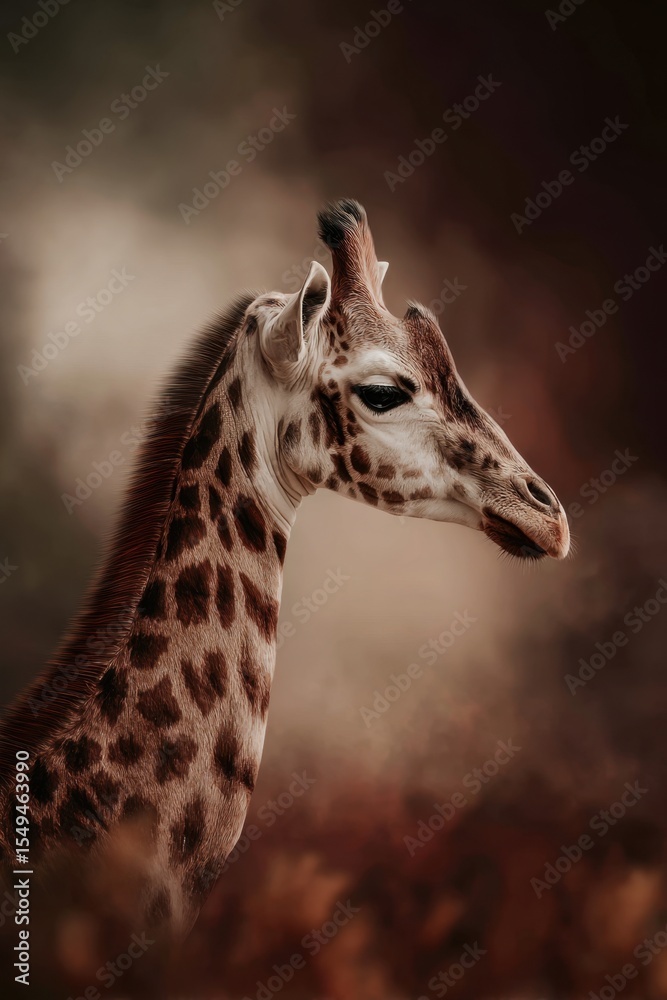 Obraz premium A close up of a giraffe's head with a blurry background