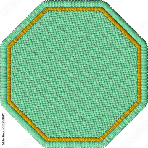 Golden Embroidered Octagon Patch – Geometric Fabric Element