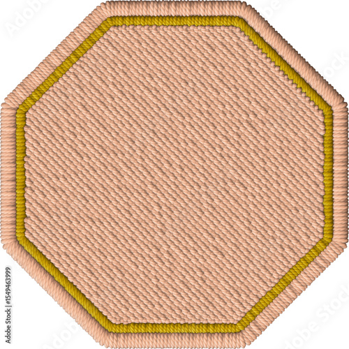 Golden Embroidered Octagon Patch – Geometric Fabric Element