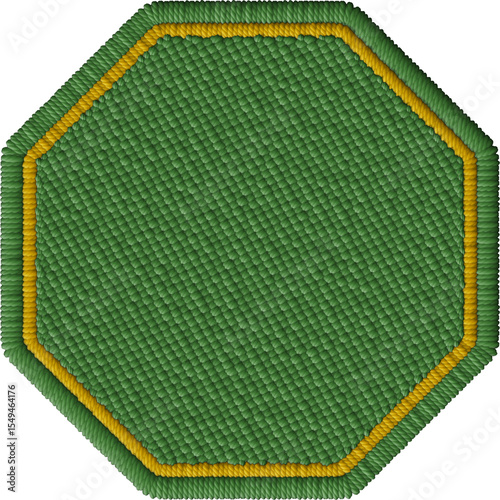 Golden Embroidered Octagon Patch – Geometric Fabric Element