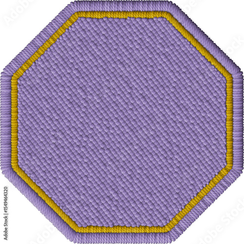 Golden Embroidered Octagon Patch – Geometric Fabric Element