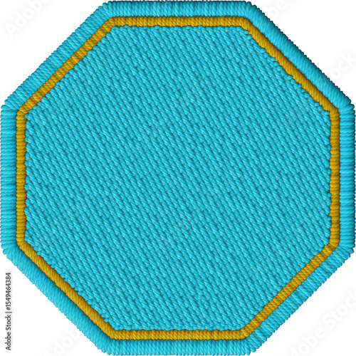 Golden Embroidered Octagon Patch – Geometric Fabric Element