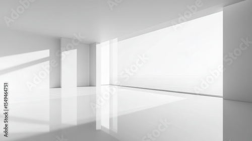 Minimalistic Modern Interior Space with Natural Light and White Walls, Ideal for Creative Projects and Architecture Concepts