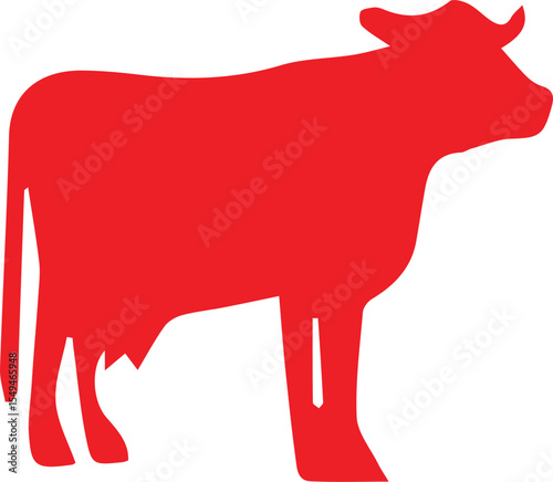 Cute Cow Cartoon Silhouette Vector - Farm Animal Icon Isolated on White for Dairy Logos, Kids Decor & Agriculture Branding