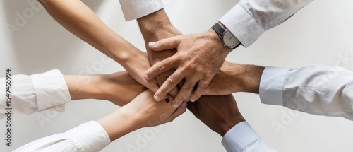 Wallpaper Mural Hands of a diverse team come together in a display of unity and collaboration at a workplace meeting, fostering teamwork and cooperation Generative AI Torontodigital.ca