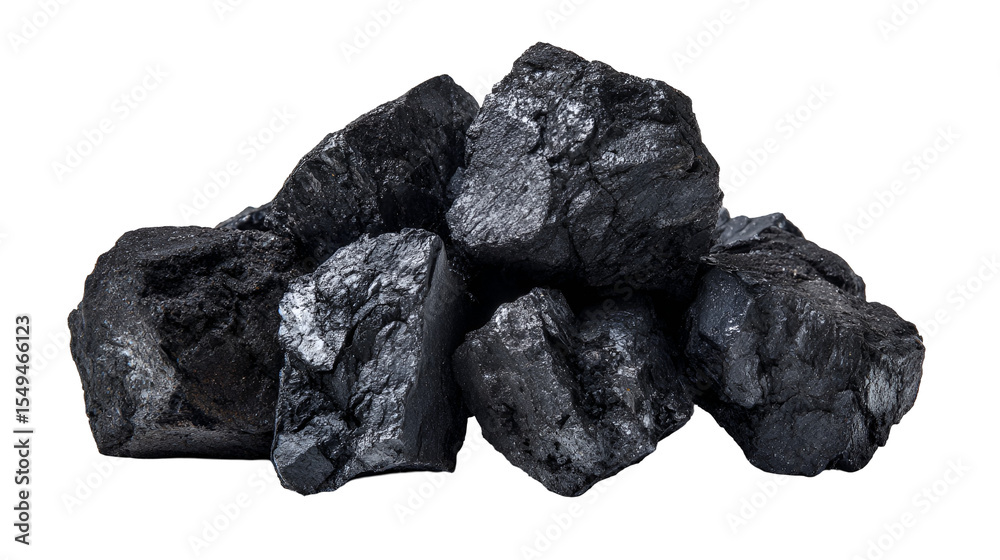 Fototapeta premium Black Coal Lumps Pile Dark Background