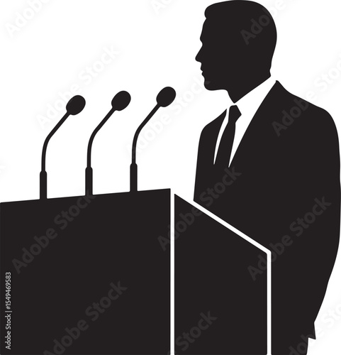 Businessman giving speech silhouette