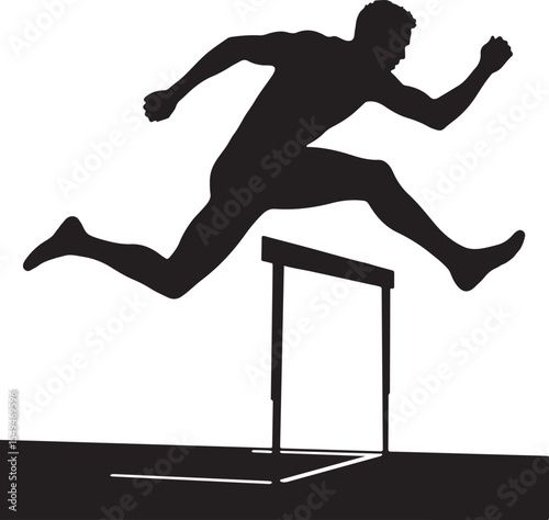 Athlete hurdle jump silhouette