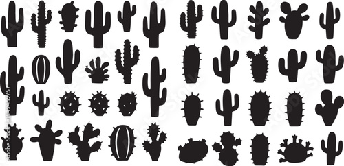 Collection of cactus silhouettes