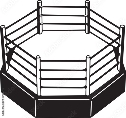 Hexagonal boxing ring silhouette