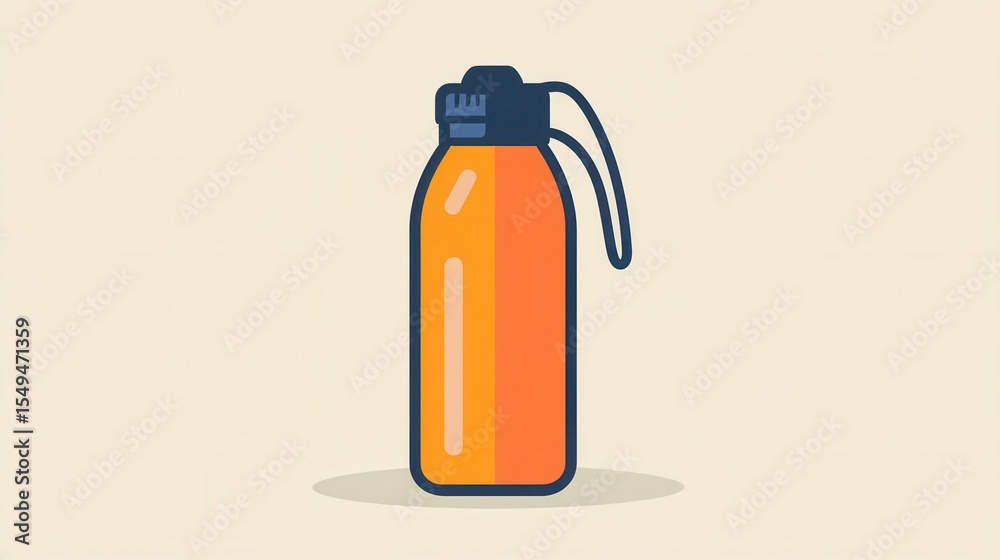 Bright Orange Water Bottle with a Black Cap and Handle for Hydration and Fitness Activities in a Minimalist Style Bright Orange Water Bottle with a Black Cap and Handle for Hydration and Fitness Activities in a Minimalist Style