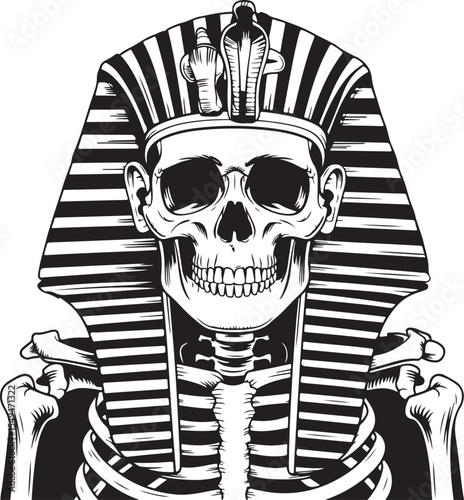 Skeleton pharaoh skull in egyptian headdress
