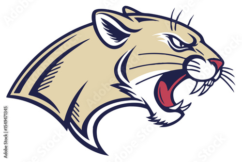 Roaring cougar emblem features sharp details, emphasizing its ferocious expression and navy trim accentuates its design