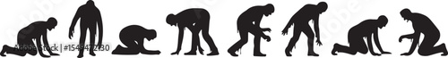 Silhouette of zombies in various poses