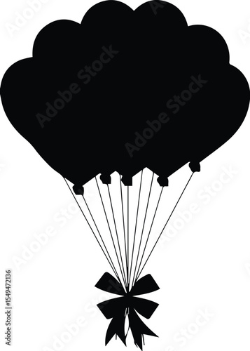 Bunch of balloons tied with a bow isolated on transparent background