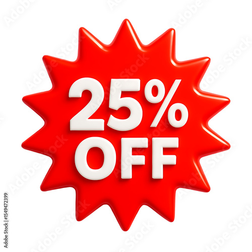Red 25% Off Starburst Discount Icon