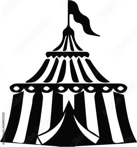 Circus tent with flag isolated on transparent background
