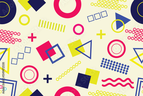 Illustration for hipsters Memphis style, Memphis design background, Geometric elements in memphis backdrop, Vector illustration 