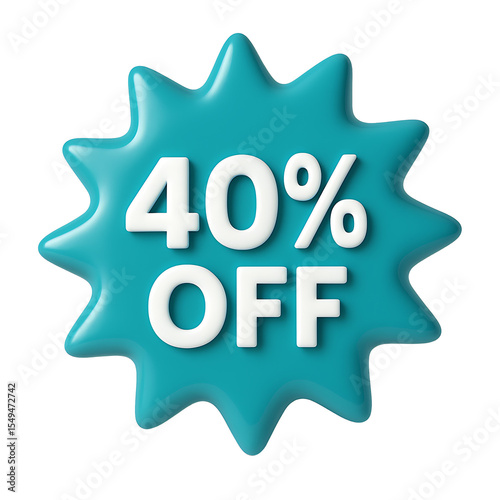 Teal 40% Off Starburst Discount Icon
