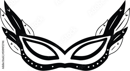 Feathered masquerade mask isolated on transparent background