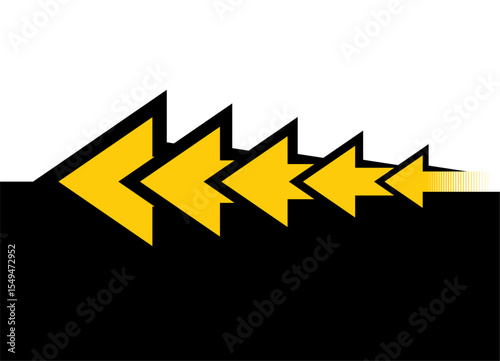 Dynamic Vector Pattern of Yellow Arrows.. Design Element for Navigation, Direction Indicator. Divided Vector Background. Epicenter.