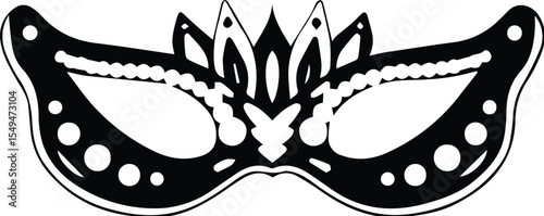 Ornate masquerade mask with lace and decorative elements isolated on transparent
