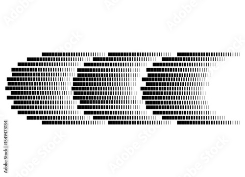Vector pattern of black abstract pixels on white background. Wavy design element. Striped vector background