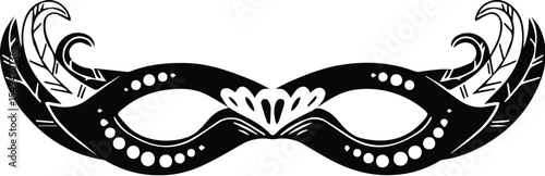 Elegant masquerade mask with feathers isolated on transparent background