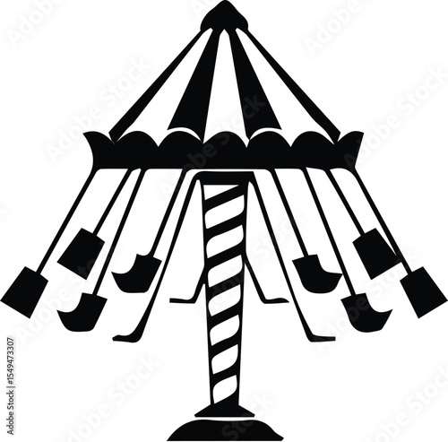 Black swing carousel isolated on transparent background
