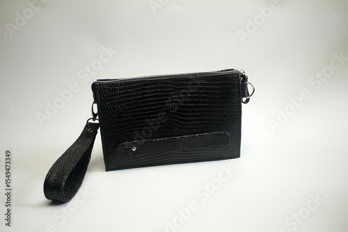 black leather handbag