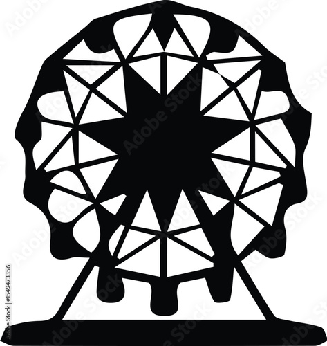 Ferris wheel silhouette isolated on transparent background