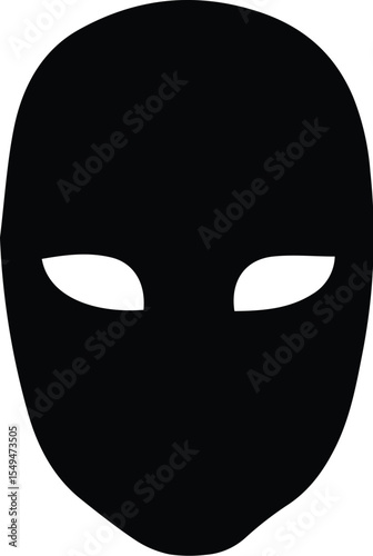 Superhero mask silhouette isolated on transparent background