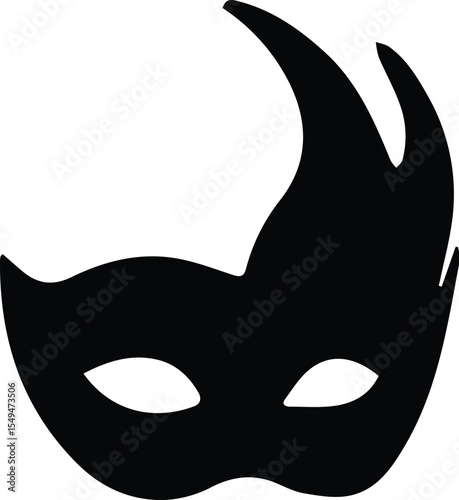 Elegant black masquerade mask isolated on transparent background