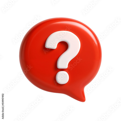 Red 3D Question Mark Speech Bubble Icon