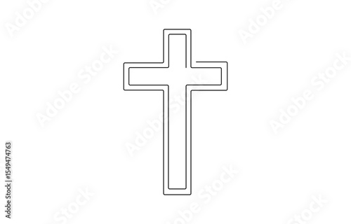 Continuous one simple single abstract line drawing of old church icon ,Church Single continuous line illustration ,  Vintage religion cathedral in editable stroke.
