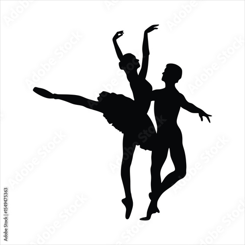 Elegant Couple Dancing Silhouette - Latin Ballroom Dance Vector