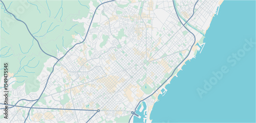 Layered editable vector illustration outline of Barcelona,Spain.