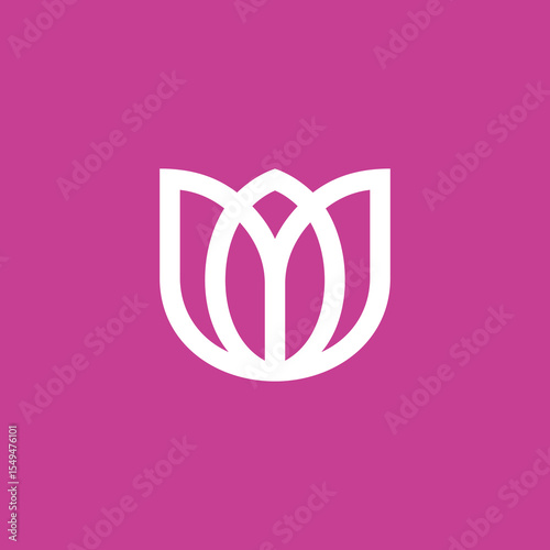 Mono Line Tulip Flower Logo design vector illustration