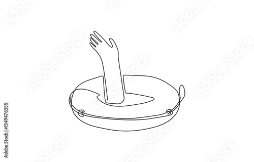 float ring continuous one line drawing, One continuous line drawing of a lifebuoy in a minimalist vector style symbolizing safety, Buoy Continuous Line Drawing with Editable Stroke.